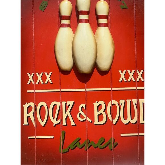 Vintage 2006 Rock & Bowl Lanes 3D Wall Art Plaque Retro Decor for Game Rooms Den - Picture 3 of 4